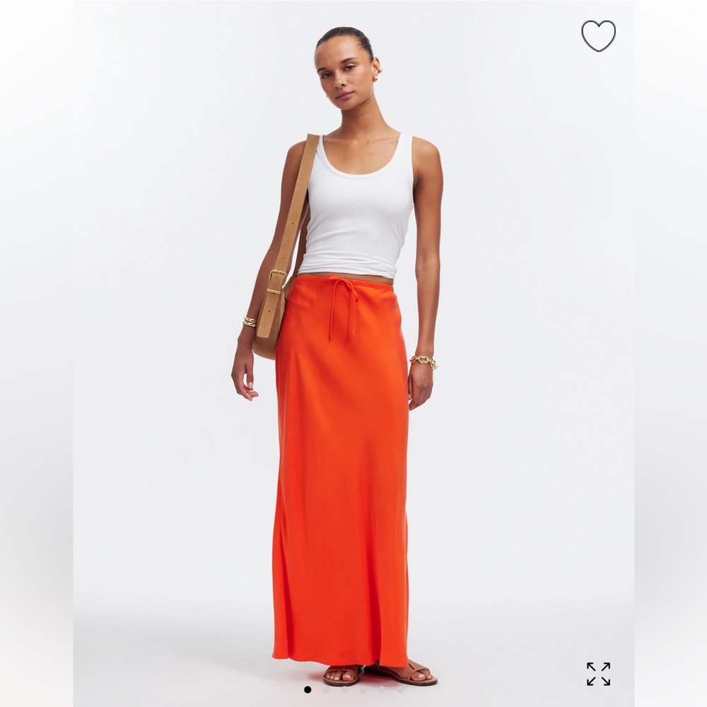 NWT Madewell Tie-Waist Maxi Slip Skirt in Cupro Blend